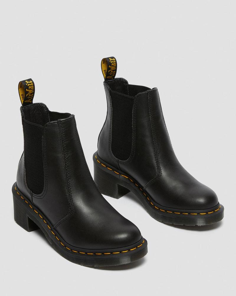 Women's Dr Martens Cadence Leather Heeled Chelsea Boots Black | AU 123ZUT